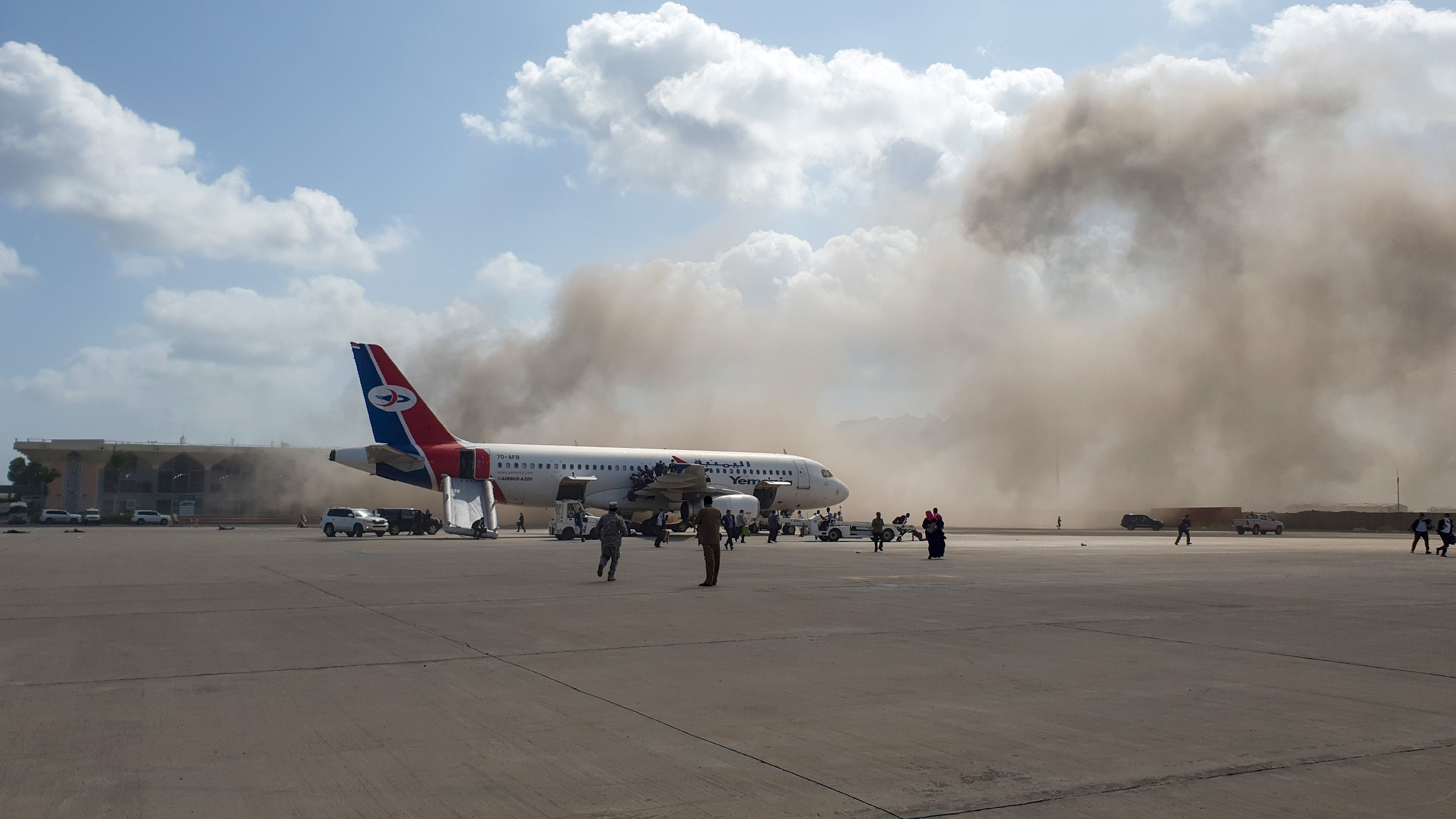 Then the missiles struck the airport. (AFP) Then the missiles struck the airport. (AFP)
