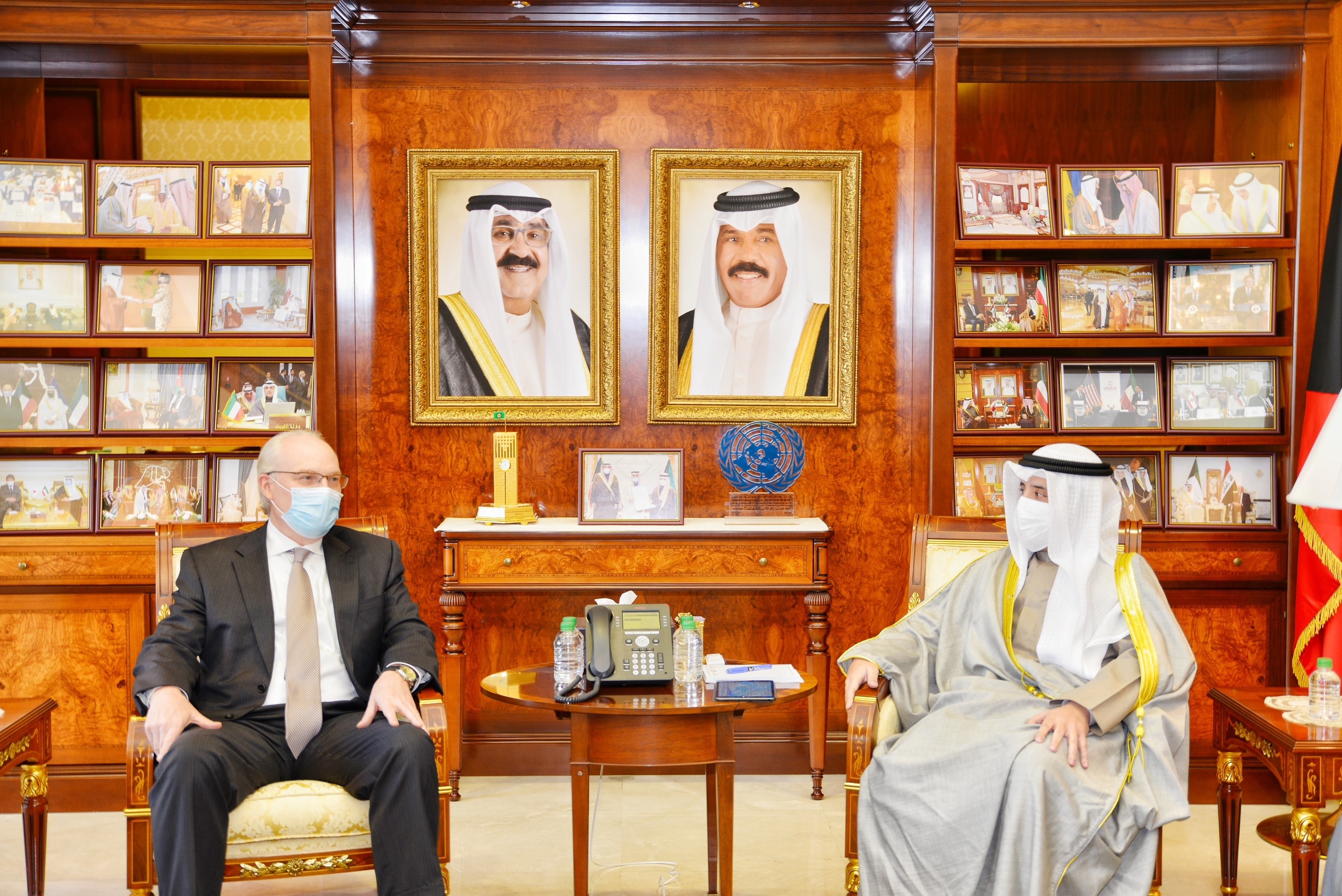 Kuwait’s Foreign Minster Sheikh Ahmed Nasser Al-Mohammed Al-Sabah received US envoy to Yemen Tim Lenderking in Kuwait City on Monday, March 1, 2021. (KUNA) Kuwait’s Foreign Minster Sheikh Ahmed Nasser Al-Mohammed Al-Sabah received US envoy to Yemen Tim Lenderking in Kuwait City on Monday, March 1, 2021. (KUNA)