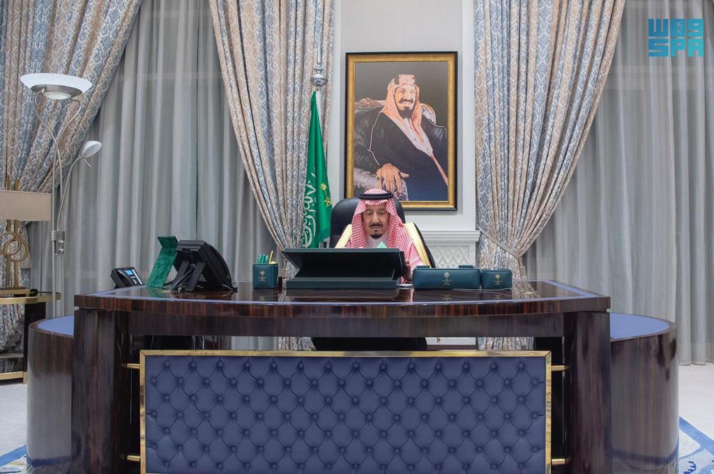 Saudi Arabia’s cabinet held its weekly meeting, chaired by King Salman virtually from NEOM, on Tuesday, March 16, 2021. (SPA) Saudi Arabia’s cabinet held its weekly meeting, chaired by King Salman virtually from NEOM, on Tuesday, March 16, 2021. (SPA)