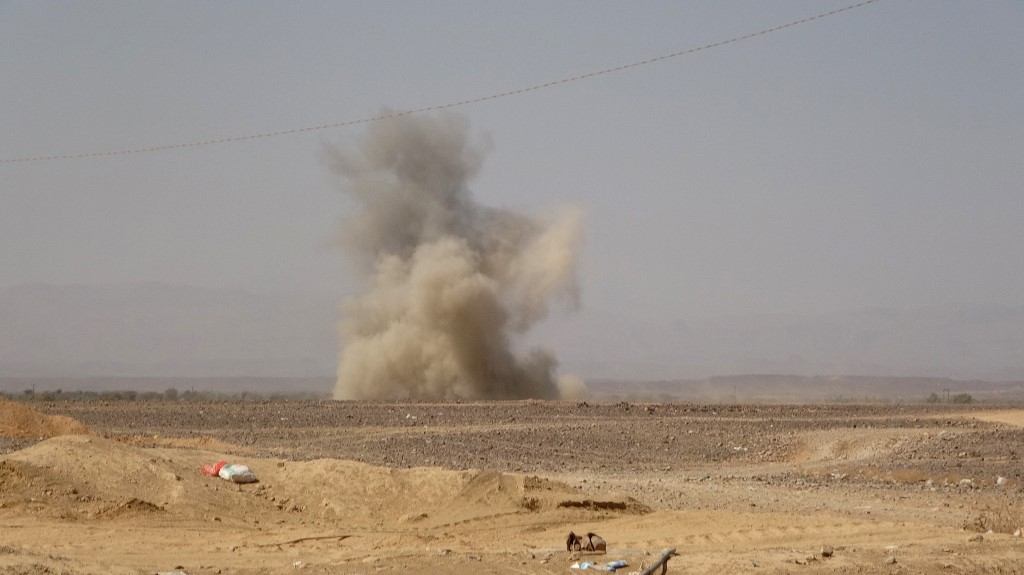 The Arab coalition destroyed a hostile Houthi air defense system on the Marib front on Sunday. (File/AFP)