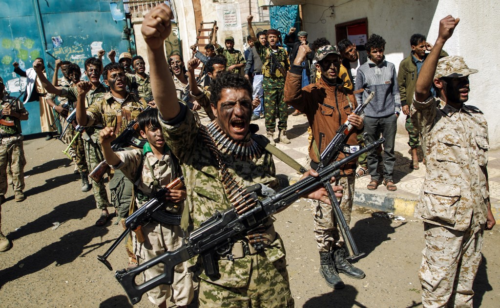 The Houthis are thought to deliberately imprison people in military areas likely to be targeted by coalition airstrikes. (AFP file photo)
