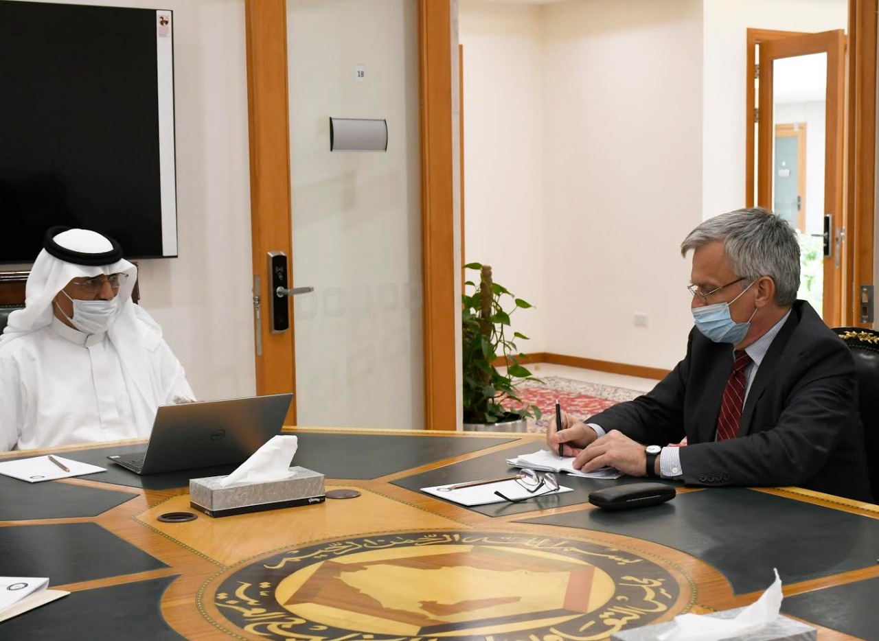 Abdul Aziz Aluwaisheg, assistant secretary general for political affairs and negotiations at the Gulf Cooperation Council meets Sweden’s envoy to Yemen Peter Semneby. (Twitter/@GCCSG) Abdul Aziz Aluwaisheg, assistant secretary general for political affairs and negotiations at the Gulf Cooperation Council meets Sweden’s envoy to Yemen Peter Semneby. (Twitter/@GCCSG)