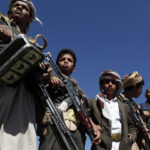 Yemen's Houthi supporters take part in a gathering to donate for fighters who fight against forces of the government of Abed Rabbo Mansour Hadi, on Feb. 4, 2021 in Sana'a, Yemen. (Mohammed Hamoud/Getty Images)