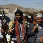 Supporters of Yemen's Houthi movement gather to raise funds for the movement's fighters, on Feb. 4, 2021 in Sanaa, Yemen. (Mohammed Hamoud/Getty Images)