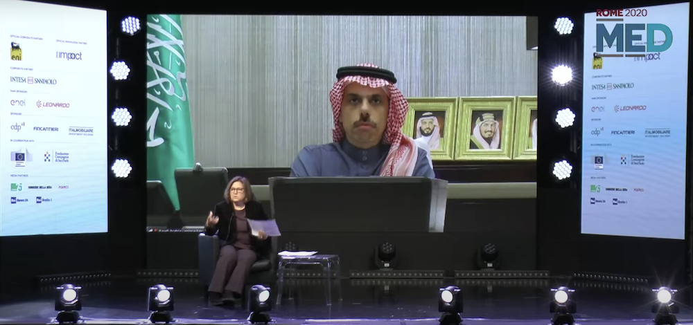 Saudi Arabia’s Foreign Minister Prince Faisal bin Farhan was speaking at the Mediterranean Dialogues Forum (MED) held in Rome, Italy on Dec. 4, 2020. (Screengrab) Saudi Arabia’s Foreign Minister Prince Faisal bin Farhan was speaking at the Mediterranean Dialogues Forum (MED) held in Rome, Italy on Dec. 4, 2020. (Screengrab)