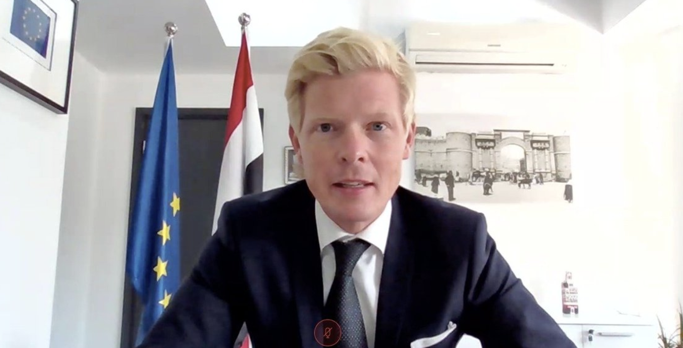 The EU delegation is the highest ranking group of foreign envoys to visit Aden since the arrival of Yemen’s new government. (Screenshot) The EU delegation is the highest ranking group of foreign envoys to visit Aden since the arrival of Yemen’s new government. (Screenshot)